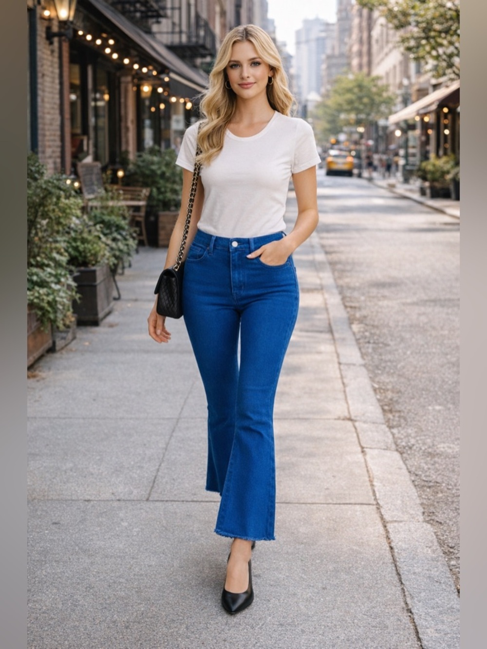778 Princess Polly Denim Flare Raw Hem Jeans Size 2